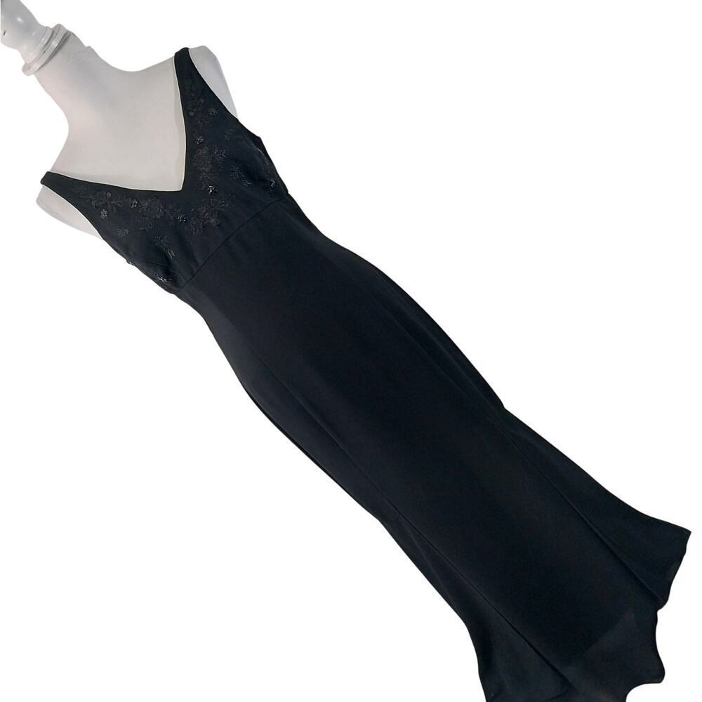 SCOTT MCCLINTOCK! AWESOME BLACK FULL LENGTH EMBROIDERED/SEQUINNED DRESS! SZ 6